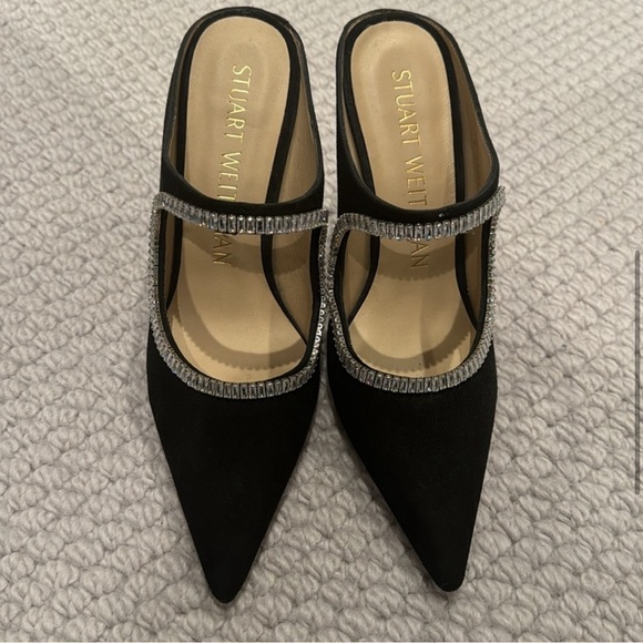 Stuart Weitzman Black Suede & Crystal Embellished Mule. Brand New! Size 8 - Picture 4 of 7